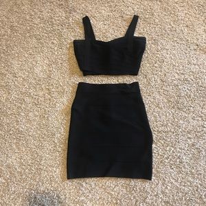 Two Piece Bebe Black Bandage Dress